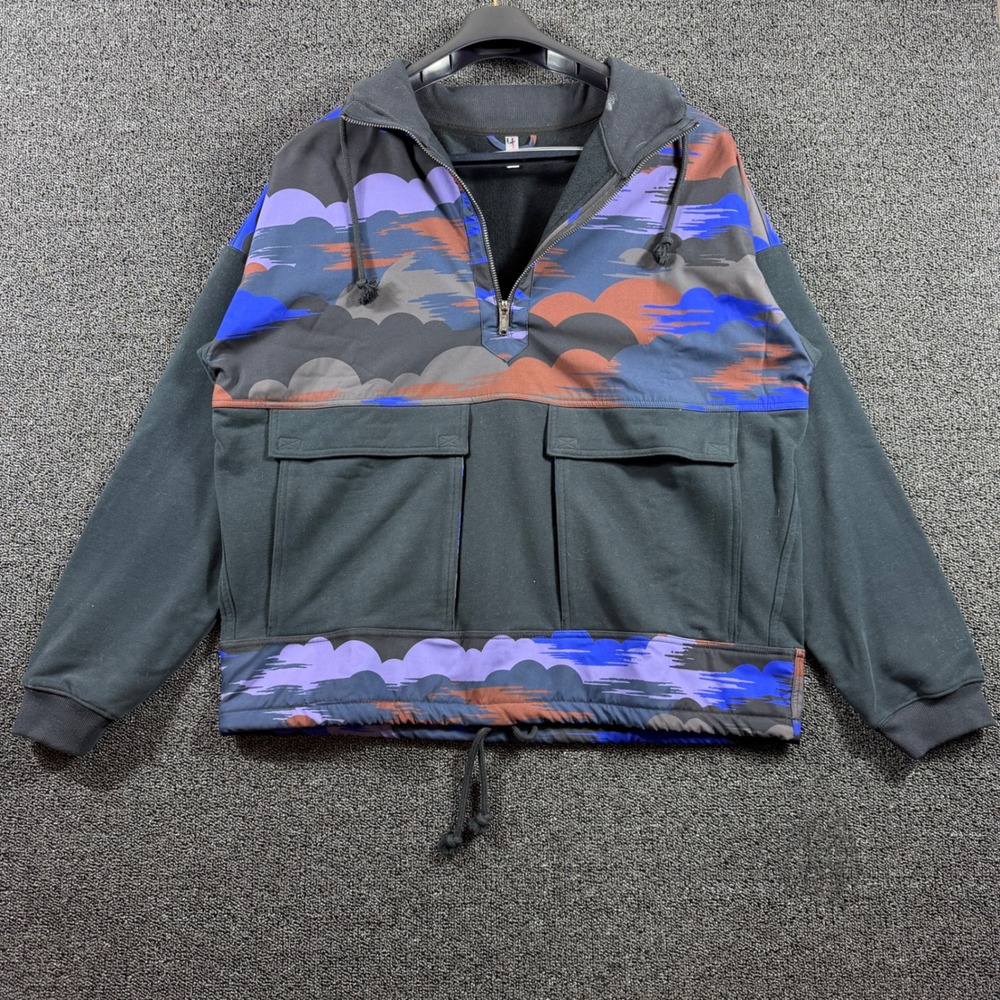 Free People Movement Quarter Zip Pullover Sweatshirt Womens M Cloud Print‎